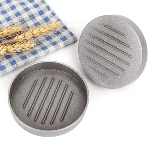 HM-S117-PLATA | Molde para hamburguesas | Prensa de carne | Una forma para preparar carne para la parrilla.