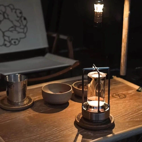 HJA27 | Lampe de table LED de camping avec batterie intégrée de 2000 mAh et écran tactile | 3 couleurs d'éclairage, dimmable | Argent