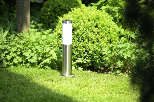 LLR-45CM | Stojací zahradní lampa, kulatý sloupek pro žárovku E27 | Napájení 230V, nerez | nerezová ocel, 45 cm