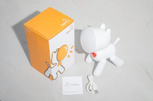 Lampă de birou LED în formă de cățeluș, reglare a intensității luminoase, acumulator USB | Waggy Puppy | YG-TD104-W