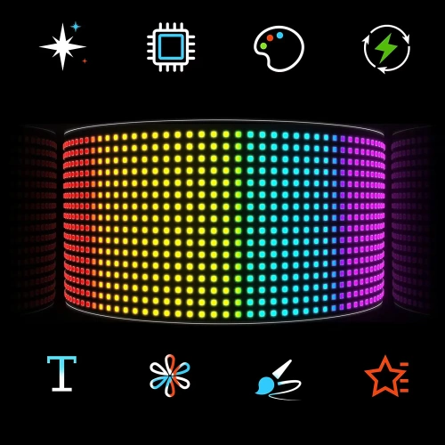 Programmable LED display panel "Devil Eyes" | 92 x 374 mm | RGB | Custom text and animations | HRP-1664