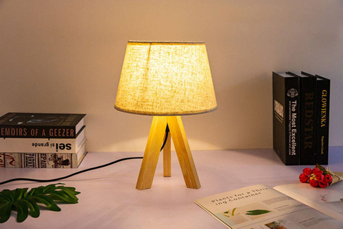 DL05 | Table lamp with natural wood with a lampshade | 40W E27 | Desk lamp, Night
