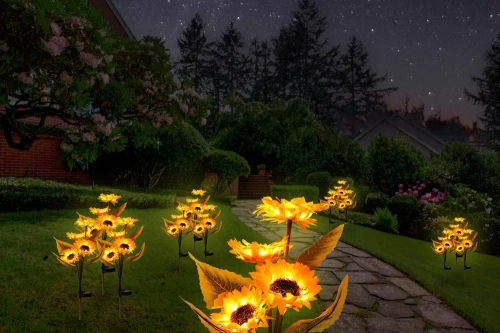FLD-36-YELLOW | Садовий сонячний світильник LED Sunflowers | 75см, 600mAh