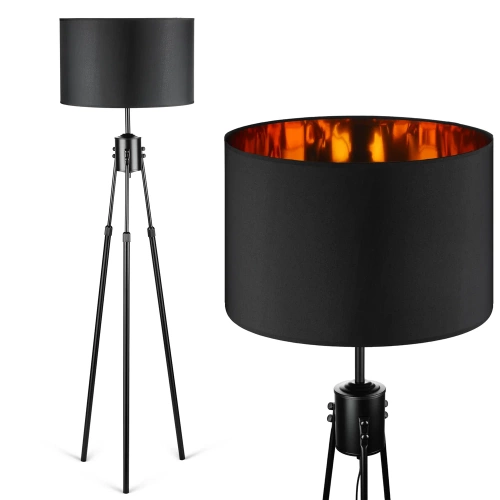 DYT-L155-NEGRU| Lampă de podea neagră | Iluminat modern, elegant pentru sufragerie și dormitor | Lampă de podea neagră și aurie cu cadru metalic