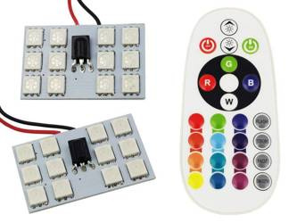 Kit pannello LED RGB | 2 pannelli LED 12 SMD 5050 RGB | Telecomando a colori | Adattatori C5W e W5W