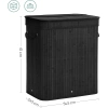 RYL-100L-NOIR | Panier à linge noir | Conteneur de jouets en bambou | Panier à vêtements en bois | Panier à linge à deux compartiments pour la salle de bain