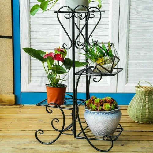 MF-S05-ZWART | Metalen bloemenstandaard | bloemenplank | zwart