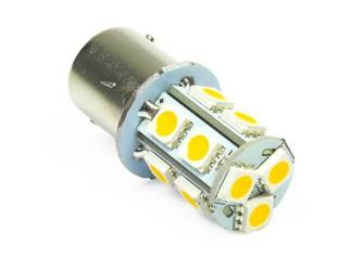 Bec LED auto WW BA15S 13 SMD 5050 Alb cald