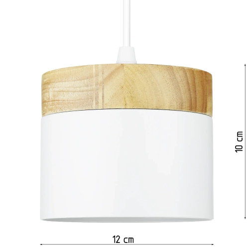 Lámpara colgante con elemento de madera | estilo minimalista escandinavo con casquillo de techo E27 para salón, dormitorio | blanco | YG-XD003-W