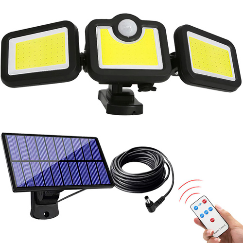 LD-171COB | Solarlampen für Außen | 171 LEDs Solarleuchten 120° Superhelle Solar Wandleuchte mit Bewegungsmelder und Dämmerungssensor | IP65 Wasserdichte Garten Sicherheitswandleuchte mit Fernbedienung und 5m Kabel