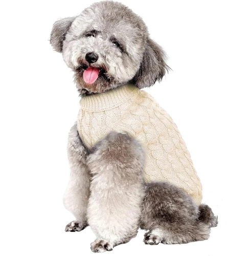 Suéter macio e elástico para cão ou gato | tamanho M | branco | PET-014M-White