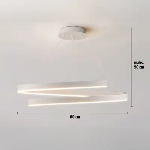 Modello RLO-60CM-80W-W | Lampada a sospensione moderna 60 cm | Lampada LED a spirale 80W