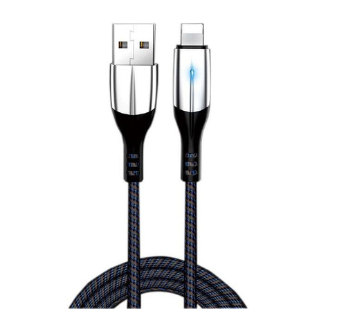 UC-010 | Блискавка (iPhone) 1M | Міцний USB-кабель зі світлодіодним і алюмінієвим телефонними роз’ємами