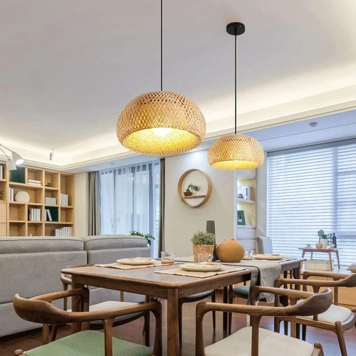 Naturlig bambus lampe | BOHO Flettet | 80 cm