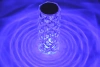 RPL-C16-RGB | Crystal LED table lamp | rose pattern | 16 RGB colors, touch panel, remote control, USB-C cable, 2000mah battery