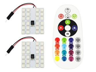 Sada RGB LED panelu | 2 LED panely 24 SMD 5050 RGB | Barevné dálkové ovládání | Adaptéry C5W a W5W