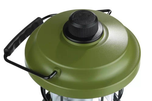 MY-880 | Kempingová LED lampa v retro stylu s funkcí powerbanky | Plynulé nastavení jasu a barev | 3000mAh, 20-260lm, 5-120h, IPX6 | zelená