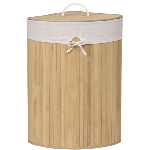 AYL-60L-LIBR | Panier à linge naturel | Conteneur de jouets en bambou | Panier à linge en bois | Panier à linge à un compartiment pour la salle de bain | Panier d&#39;angle