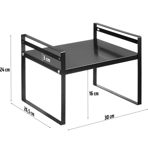 MSK-L30CM-B | Badkamerplank voor cosmetica | Metalen keukenstandaard | Kruidenrek | Vrijstaande plank