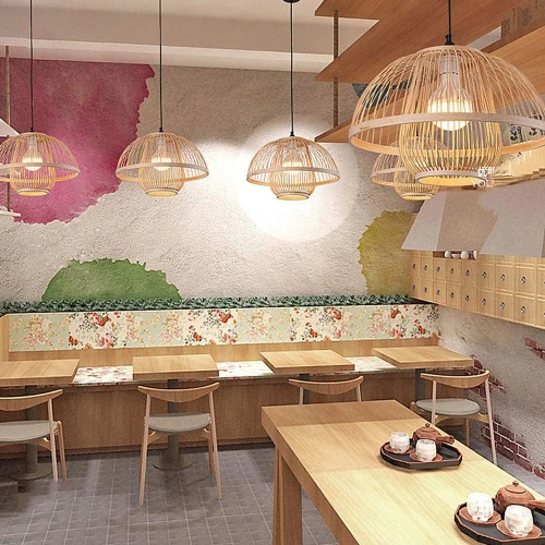 Ručne vyrábaná bambusová závesná lampa | BOHO | Čínsky luster