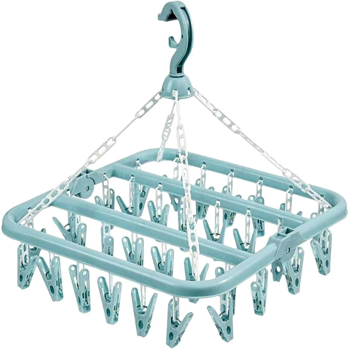 SDC-D032-BLUE | Hanging dryer for clothes, underwear and socks | clothes hanger | 32 clips