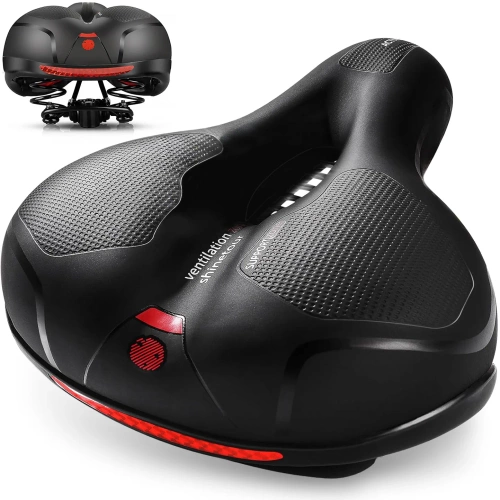 Fahrradsattel | belüftete, stoßdämpfende Konstruktion, Reflektoren | schwarz | JC-011-BLACK