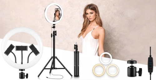 Ringlicht Set | 32 cm mit 210 cm Stativ | professionelle Beleuchtung für Streaming oder Make-up