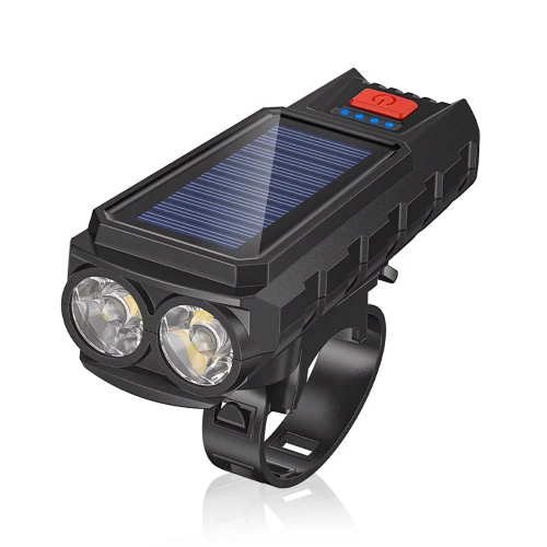 Solar bike light with horn 130 dB | LED lighting 400 lm | Waterproof bike light | QX-LY-17-2