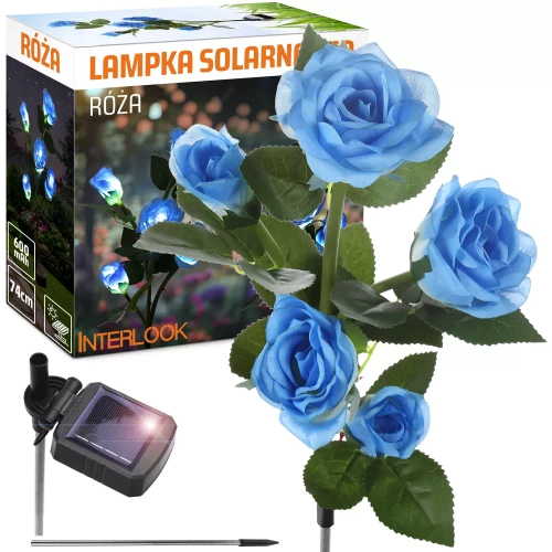 FLD-35-BLÅ | Solblomst | LED solar havelampe Blå roser | 74 cm, 600 mAh