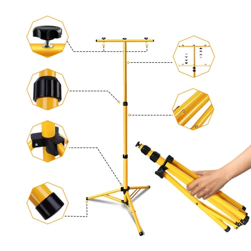 Kit de iluminat 200W 19000lm 4 în 1 | 2x proiectoare cu halogen de 100 W cu suport de lucru de 1,6 m, cablu de 3 m și comutator basculant