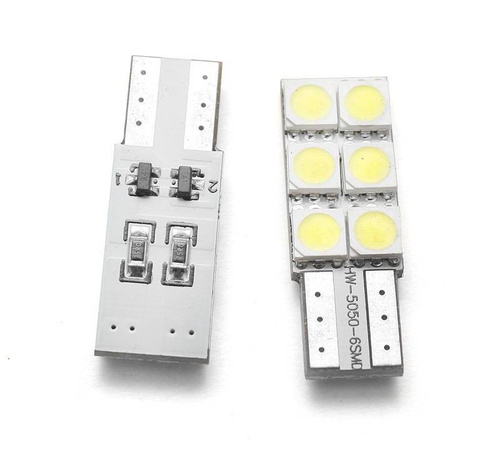 Jednostranná auto LED žárovka W5W T10 6 SMD 5050 CAN BUS