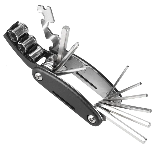 MFT-16in1 | Multiutensile per bicicletta: chiavi a brugola, ampolle, prese | Strumenti 16 in 1 | Set di chiavi