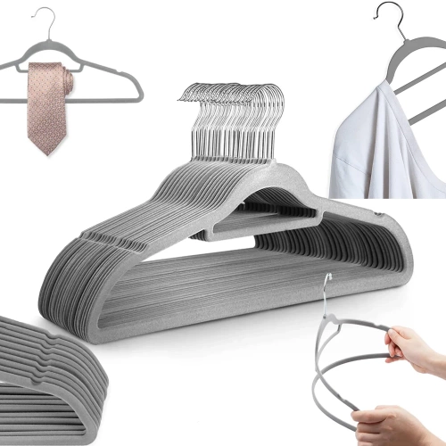 HLD-Z08 | Velor clothes hangers | A set of wardrobe hangers