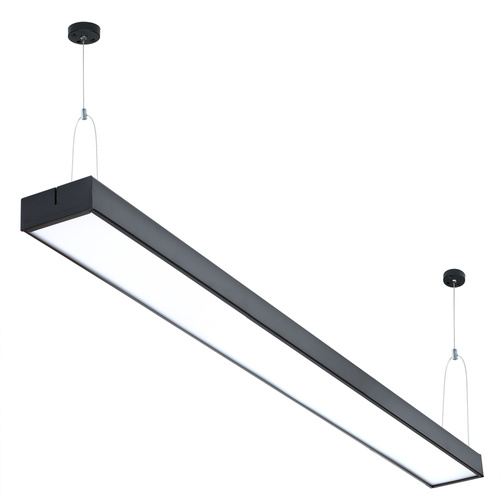 Lineær pendel 120 cm | Kontor, sort LED-modul 30W | Lampebredde 10 cm 