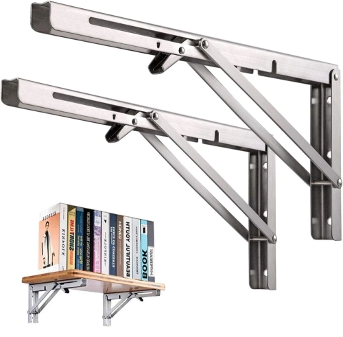 FB-A30CM-SILVER| Shelf holder | Folding shelf brackets | Foldable supports for shelves and countertops