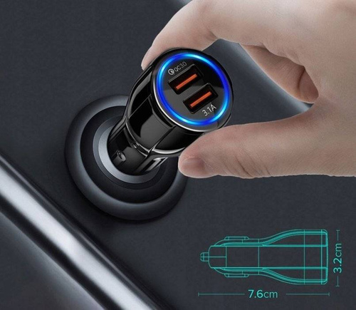 CA-002 | Швидкий автомобільний зарядний пристрій 3,1 А з 2 портами USB | Швидка зарядка 3.0