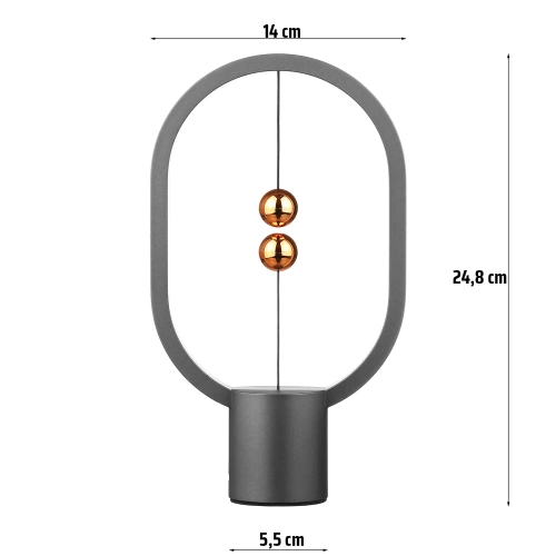 MDL-H250-B | 25 cm belaidė naktinė lempa | Balansuojanti magnetinė lempa