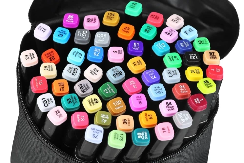 SMP-60PCS | Gekleurde markeringen | Dubbelzijdige markers | Een set stiften in een zakje