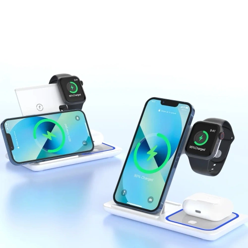 Foldable Wireless Charger | Docking Station for iPhone, Apple Watch and AirPods | MD-DK15-15W-W
