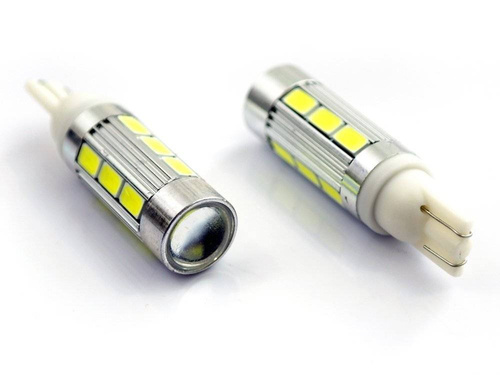 Autós LED izzó W5W T10 14 SMD 5630 objektívvel