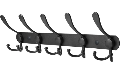 DSW-H05-ZWART | Metalen kleerhanger | Handdoekhouder | Wandhanger | Kledinghaak