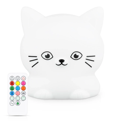 Silicone LED Night Light Kitty | Portable Children&#39;s Lamp 9 Light Colors | USB Rechargeable Lamp | JL-228