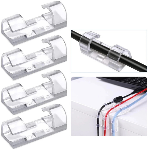 KZ-D58 | Juego de 10 organizadores de cables y alambres | Clips con cinta nanoadhesiva 3M | Transparente