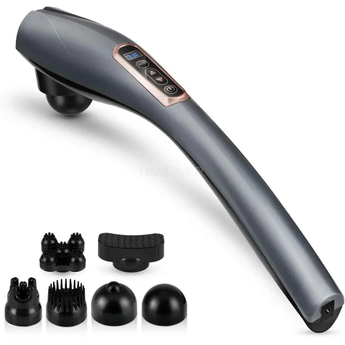 YT-1706-GRAY | Massager with replaceable tips | Vibration back massage | A massage gun that helps fight cellulite