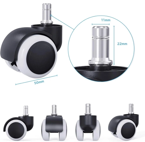 WXL-D50MM-5PCS | Universal wheels for an office chair | Set of 5 furniture casters | Casters for a swivel chair