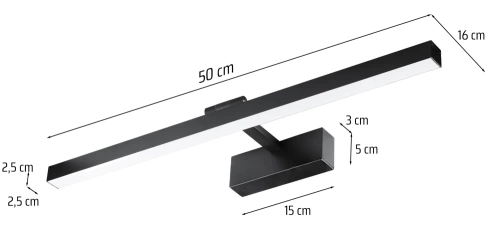 MIH-50CM | Wandlamp boven de spiegel | Badkamerverlichting | Een lamp, een lamp boven de foto