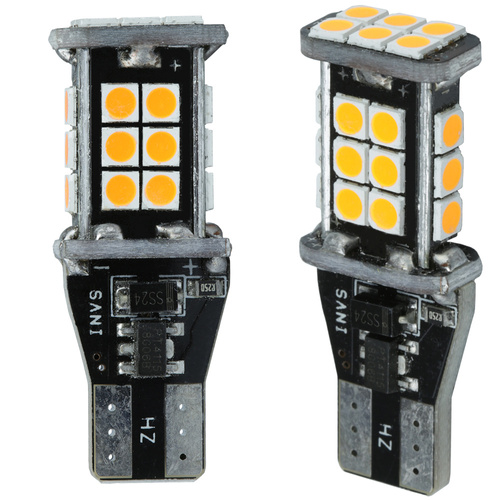 Auto LED žárovka T15 W16W 24 SMD 2835 CANBUS ORANŽOVÁ