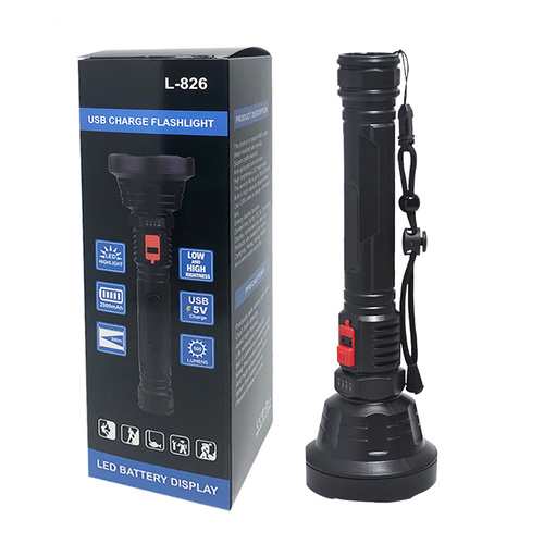 TL-826 | LED taktická baterka so vstavanou nabíjateľnou batériou | 3 svetelné režimy, 500 lm, 2000 mAh