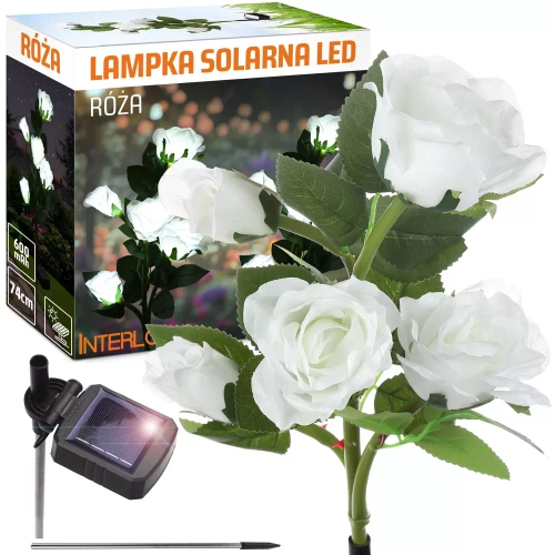 FLD-35-HVID | Solblomst | LED solar havelampe Hvide roser | 74 cm, 600 mAh