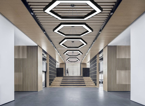 LPL-002 | Plafoniera LED suspendata 80W | hexagon | aluminiu | CCD nu clipește | Φ120x6